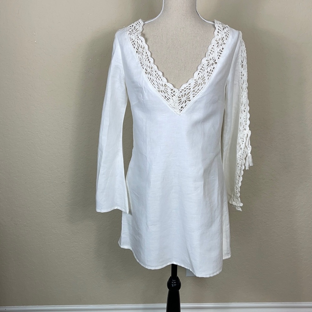 NWT Boho Ivory Crochet Detail Mini dress